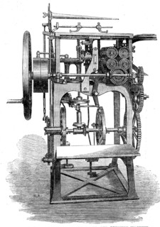 The International Exhibition: Gruner's patent folding, stitching and pressing machine, 1862. Creator: Unknown.