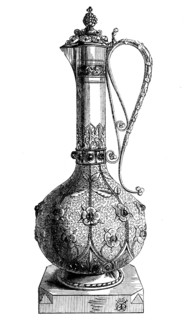The International Exhibition: mediaeval claret-jug by Messrs. Hardman and Co..., 1862. Creator: Unknown.