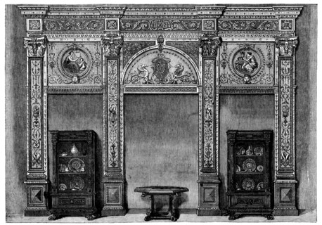 The International Exhibition: decoration, in the Furniture Court, by John G. Crace..., 1862. Creator: Unknown.