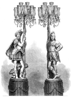 The International Exhibition: figures bearing candelabra, in the French Court..., 1862. Creator: Unknown.