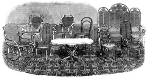 The International Exhibition: furniture and parqueterie flooring by Thonet Brothers..., 1862. Creator: Unknown.