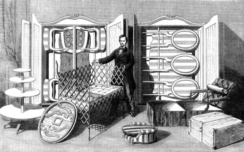 The International Exhibition: patent folding furniture by Mannstein of Vienna, 1862. Creator: Unknown.