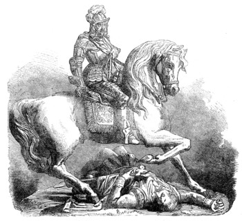 The International Exhibition: "Charles I. and his standard-bearer", in aluminium, 1862. Creator: Unknown.