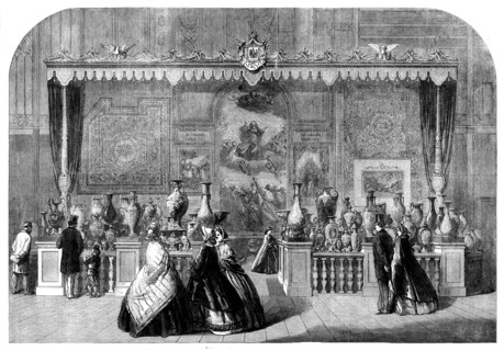 The International Exhibition: tapestries of Gobelins and Beauvais, and china of Sevres, 1862. Creator: Unknown.