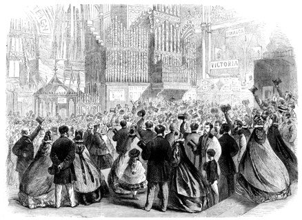 The International Exhibition: a scene near the Eastern Dome on the closing day, 1862. Creator: Unknown.