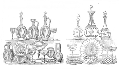 The International Exhibition: services in glass, by Pellatt and Co., 1862. Creator: Unknown.