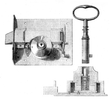 The International Exhibition: Bramah's lock and key, 1862. Creator: Unknown.