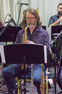 Martin Hathaway, Stan Sulzmann’s Neon Orchestra, Watermill Jazz Club, Dorking, Surrey, Nov 2023. Creator: Brian O'Connor.