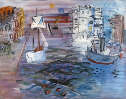 Port with sailboat. Homage to Claude Lorrain, 1935. Creator: Dufy, Raoul (1877-1953).