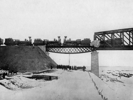 West-Siberian Railroad. Testing the First Section of the Bridge Across the Irtysh River, 1892-1896. Creator: Unknown.