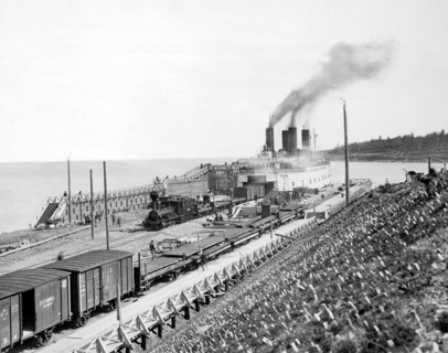 Ferry-Icebreaker "Baikal" at the Pier, 1900-1904. Creator: Unknown.