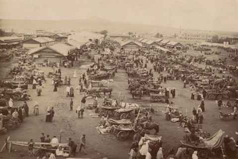 Bazaar on Novobazarnaya Square, 1905. Creator: Unknown.
