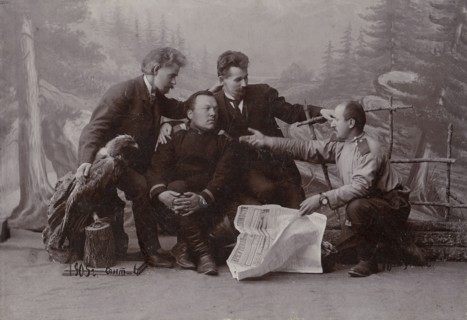 A group of men with the newspaper "Irkutsk Vedomosti", 1905. Creator: Unknown.