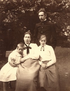 Mikhail Alekseevich Pavlov with His Mother Maria Tikhonovna and Sisters Maria and Vera, 1900. Creator: Unknown.