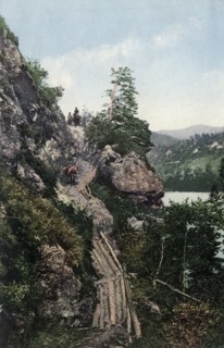 A Pack Road in the Katun River Valley near the Village of Tavda. Cliff "Skakun"..., 1911-1913. Creator: Sergei Ivanovich Borisov.
