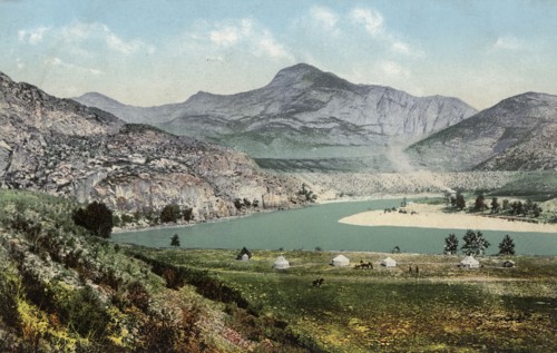 Yurts of Kazakhs in the Valley of the Middle Reaches of the Katun River.; the Area..., 1911-1913. Creator: Sergei Ivanovich Borisov.