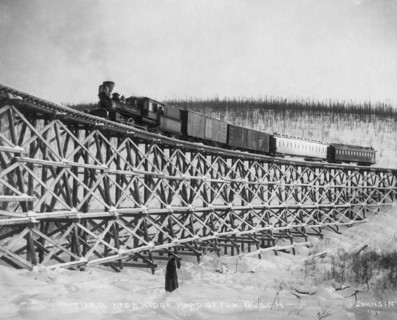 T.V.R.R. Bridge, head of Fox Gulch, 1916. Creator: Frank G. Carpenter.