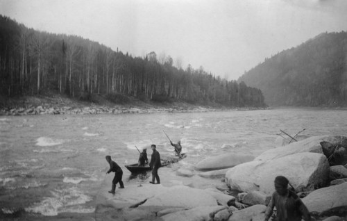 Lifting a Boat to the Mrasskii Rapid, 1913. Creator: GI Ivanov.