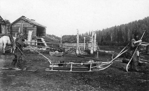 Shoria Hunters Equipped for the Winter Hunt, 1913. Creator: GI Ivanov.