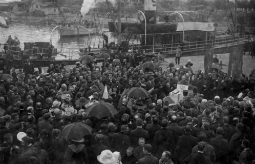Seeing off the Expedition on the Pier, 1912. Creator: Nikolay Vasilyevich Pinegin.