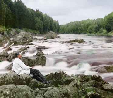 Study near the Kivach waterfall, Suna River, 1915. Creator: Sergey Mikhaylovich Prokudin-Gorsky.