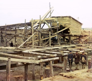 Water pumps, Beloomut, 1912. Creator: Sergey Mikhaylovich Prokudin-Gorsky.