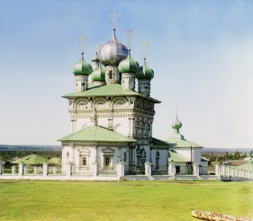 Old church of Saint Nicholas the Wonder Worker, Nyrob, 1910. Creator: Sergey Mikhaylovich Prokudin-Gorsky.