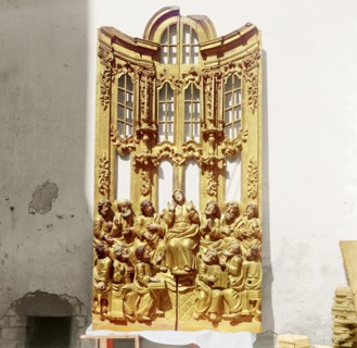 Holy Gates from the second half of the eighteenth century with carved images of the Mother..., 1911. Creator: Sergey Mikhaylovich Prokudin-Gorsky.