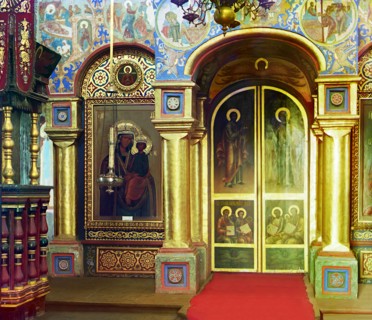 Iconostasis in the Church of John the Theologian, Rostov Velikii, 1911. Creator: Sergey Mikhaylovich Prokudin-Gorsky.