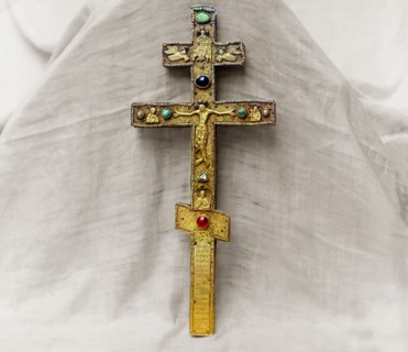 Cross of Abbot Vassian, vestry of the Ipatievsky Monastery, Kostroma, 1911. Creator: Sergey Mikhaylovich Prokudin-Gorsky.