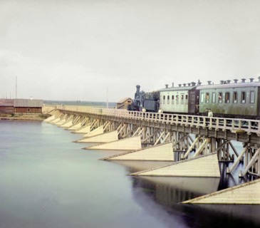 Railroad bridge over the Shuya River, 1915. Creator: Sergey Mikhaylovich Prokudin-Gorsky.