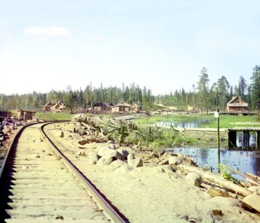 Segezh Station; general view, 1915. Creator: Sergey Mikhaylovich Prokudin-Gorsky.