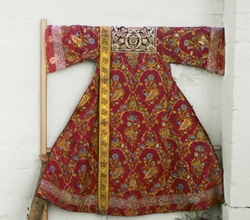 Surplice sewn by tsarevnas, the sisters of Peter the Great, Trinity Monastery, Aleksandrov, 1911. Creator: Sergey Mikhaylovich Prokudin-Gorsky.