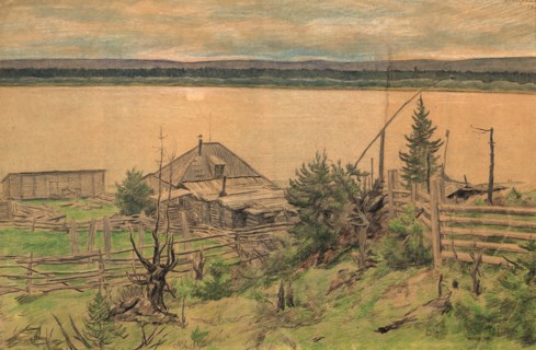 House on the river bank, 1921. Creator: Dmitrii Innokent'evich Karatanov.