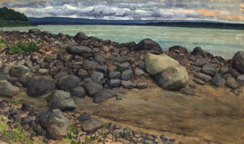 Stones on the bank of the Yenisei, Hag, 1921. Creator: Dmitrii Innokent'evich Karatanov.