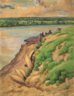 Laryak - Bank of the Vakh River, 1928. Creator: Dmitrii Innokent'evich Karatanov.