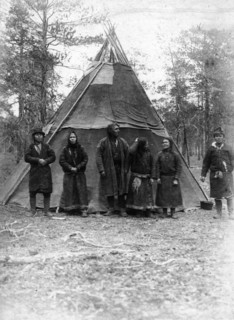 Kets (against the background of the dwelling), the Elogub River, 1929. Creator: AK Lvov.