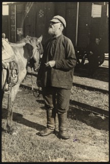 Bira station - Guide with a horse, 1929. Creator: Unknown.