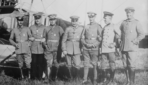 Aviators decorated with iron cross: Saenger, Baas, Hahn, Ingold, Hug..., between c1910 and c1915. Creator: Bain News Service.
