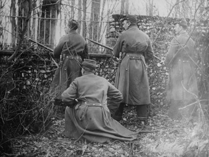 Old French soldiers guarding chateau, between 1914 and c1915. Creator: Bain News Service.