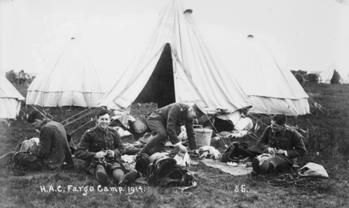 Recruits, Aldershot, H.A.C. Fargo Camp. 1914, 1914. Creator: Bain News Service.