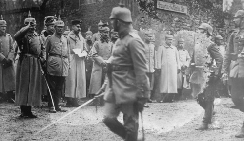 Kaiser, Crown Prince, & P'ce [i.e., Prince] Oscar at Crown Prince's Hdqrts., between 1914 and c1915. Creator: Bain News Service.