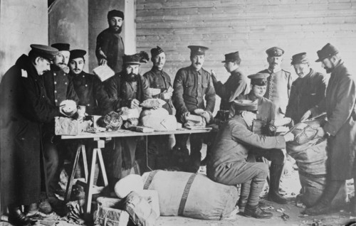 British and French prisoners assorting mail, between 1914 and c1915. Creator: Bain News Service.