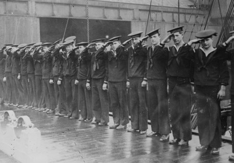 American sailors salute King George, 1917. Creator: Bain News Service.
