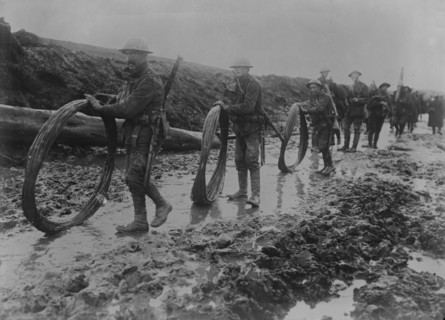 British wiring parties in rain, Sept 1916. Creator: Bain News Service.