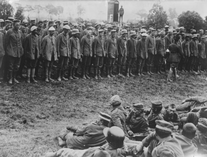 German prisoners lined up for examination,  8 Jun 1917. Creator: Bain News Service.