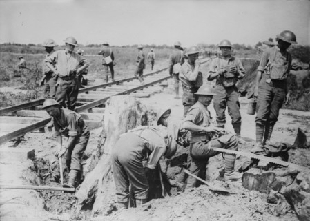 British building railroad, 28 Jul 1917. Creator: Bain News Service.