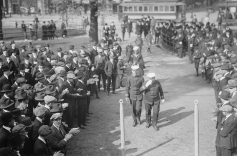 Capt. Jack Adams boarding RECRUIT, 1917. Creator: Bain News Service.