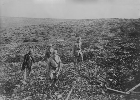 Chaplain & stretcher bearers, France, 27 Aug 1917. Creator: Bain News Service.