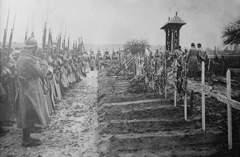 Burying French officer at front, 31 Jan 1918. Creator: Bain News Service.